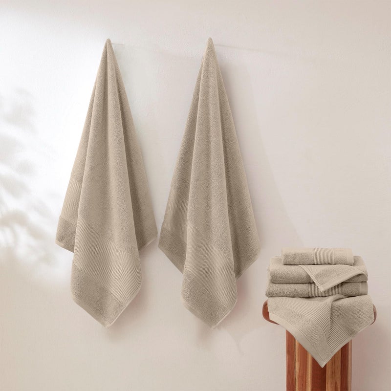Modern Threads Air Cloud 6-Piece Towel Set - 100% Zero-Twist Cotton, 500 GSM, Quick Dry & Plush, Sand - Image 2